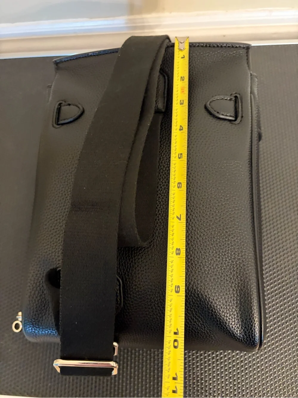 Black Leather Men's HAC Crossbody Bag with Silver Hardware